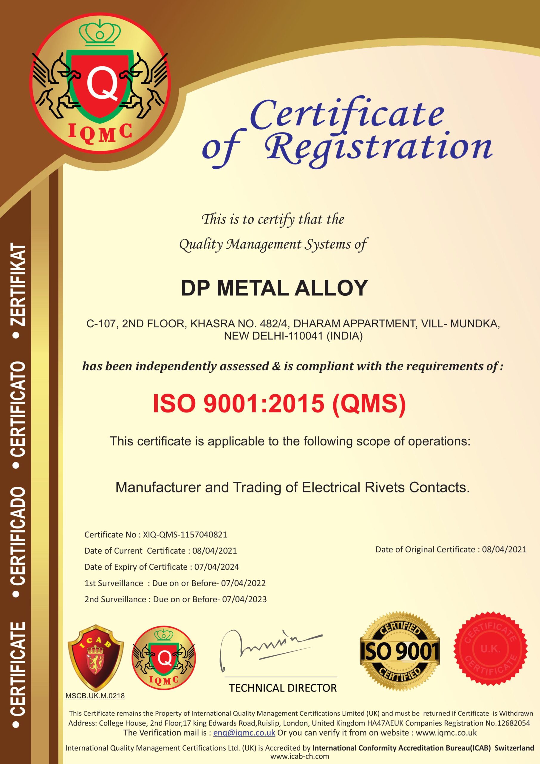 Certifications DP Metal Alloy